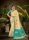 Green And Cream Colour Latest Designer Fancy Festive Wear Printed Banarasi Silk Saree Collection 802